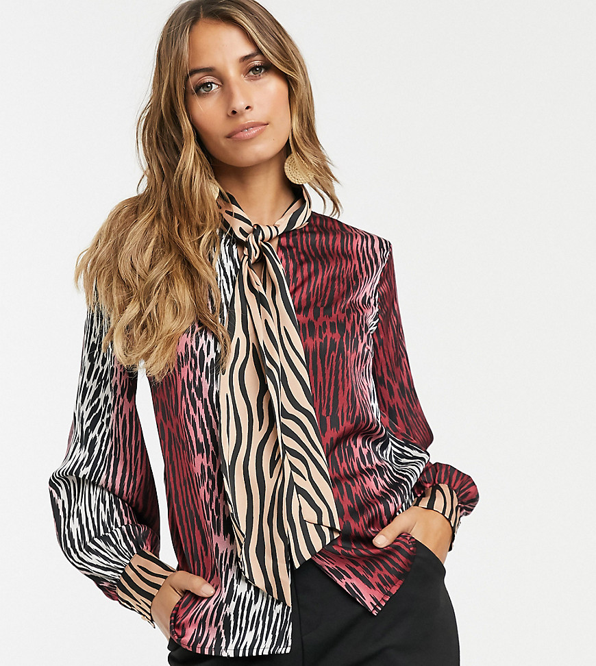 Y.A.S mixed animal printed blouse with pussy bow