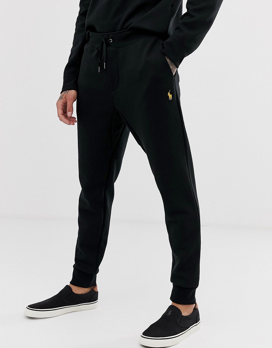 Polo Ralph Lauren Black & Gold Capsule joggers player logo in black