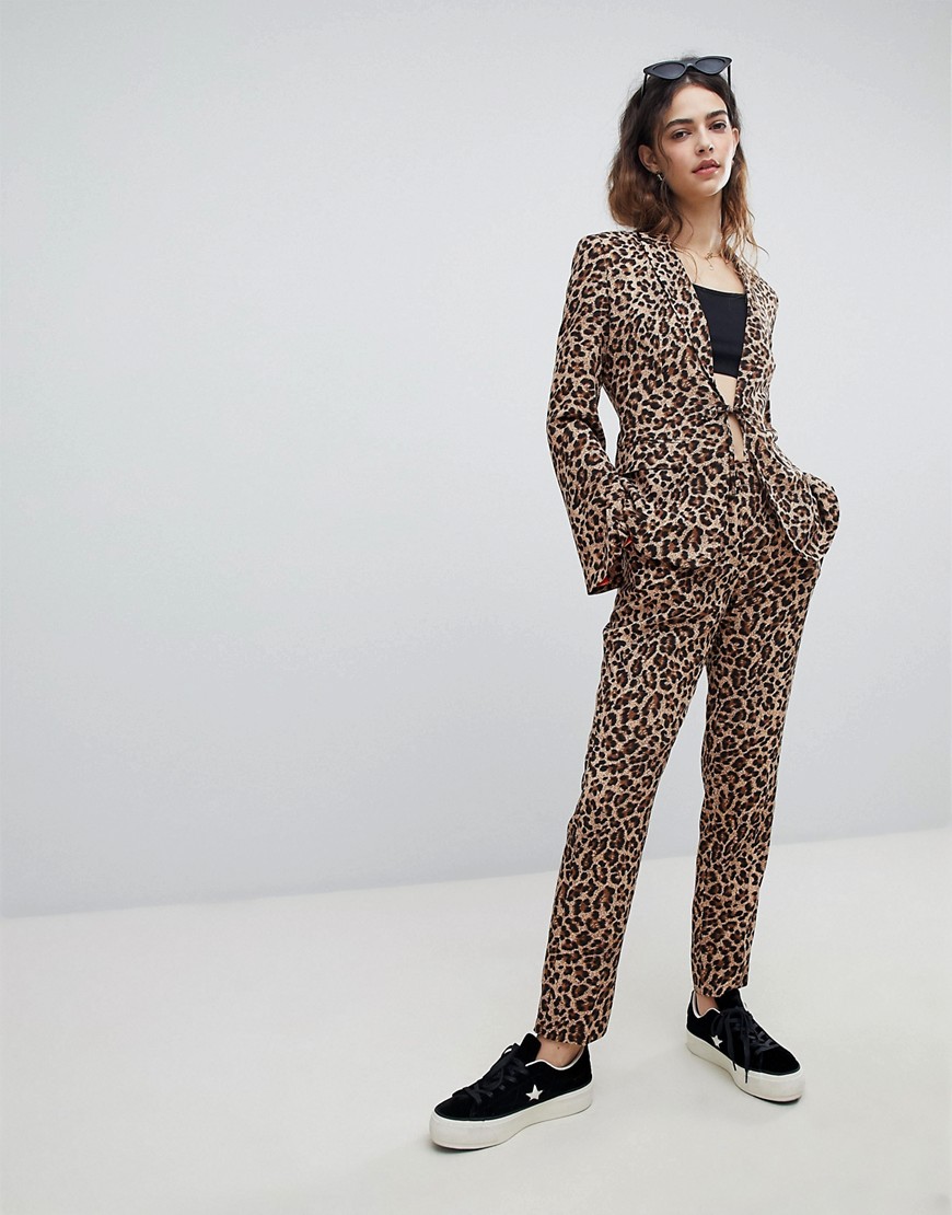 Unique 21 Cigarette Trousers In Leopard Print Co-Ord - Leopard