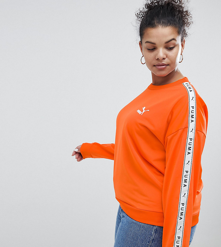Puma Exclusive To ASOS Plus Sweatshirt With Taped Side Stripe In Orange