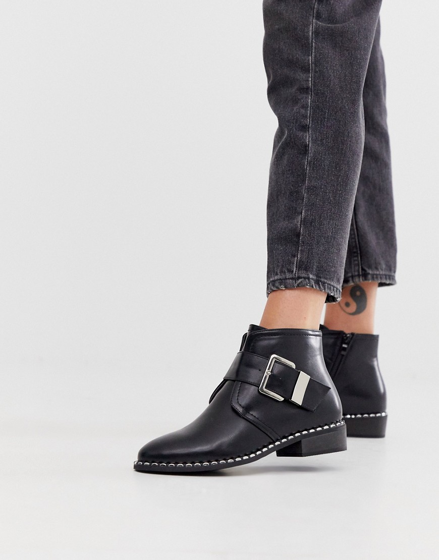 Park Lane buckle ankle boot in black