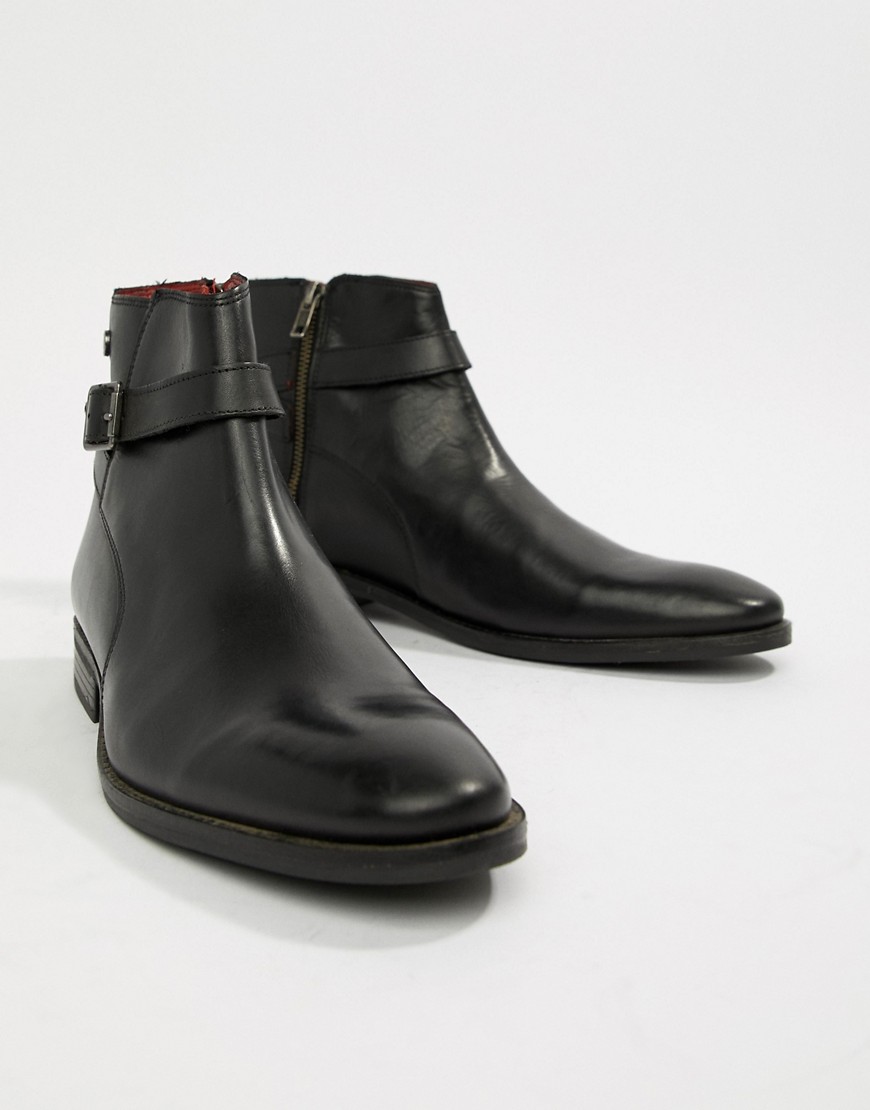 Base London Fern chelsea buckle boots in black