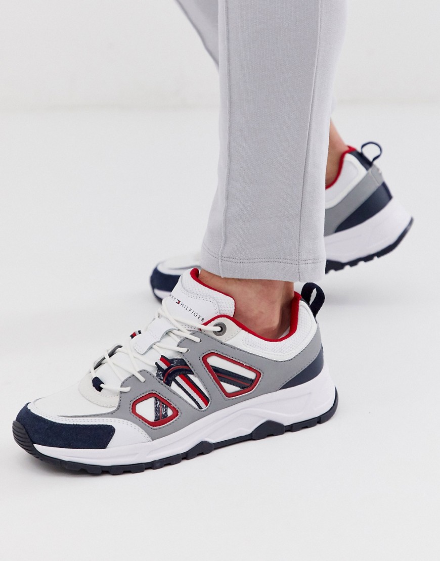 Tommy Hilfiger material mix lightweight icon contrasting trainer in red/white/blue