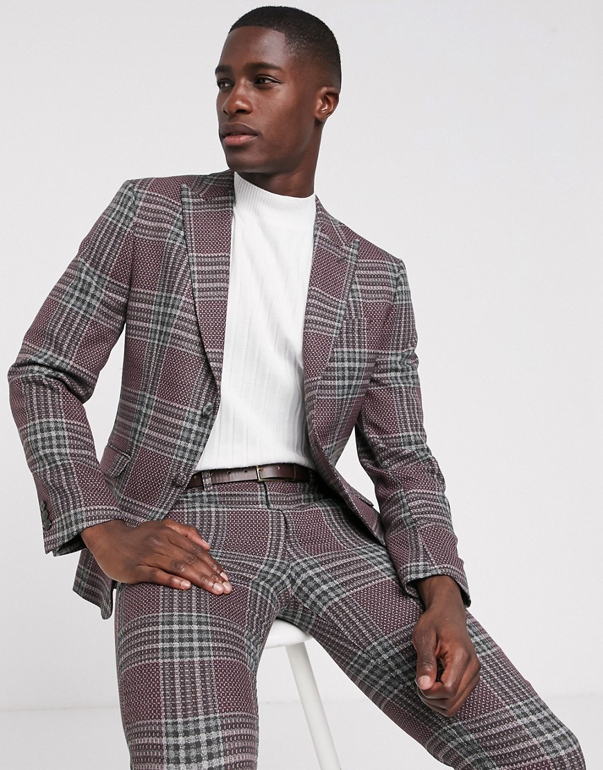 Jack & Jones Premium super slim suit jacket in wool check