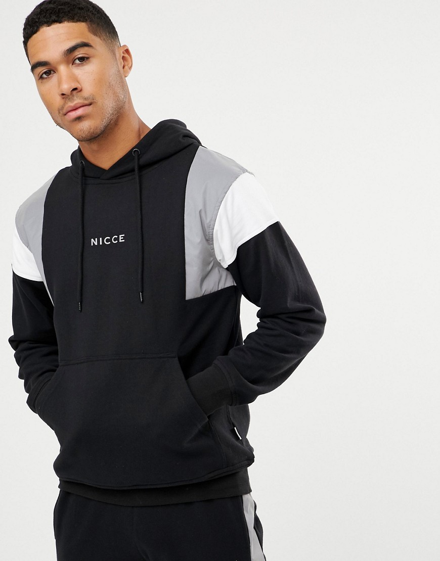 Nicce hoodie in black with reflective panels