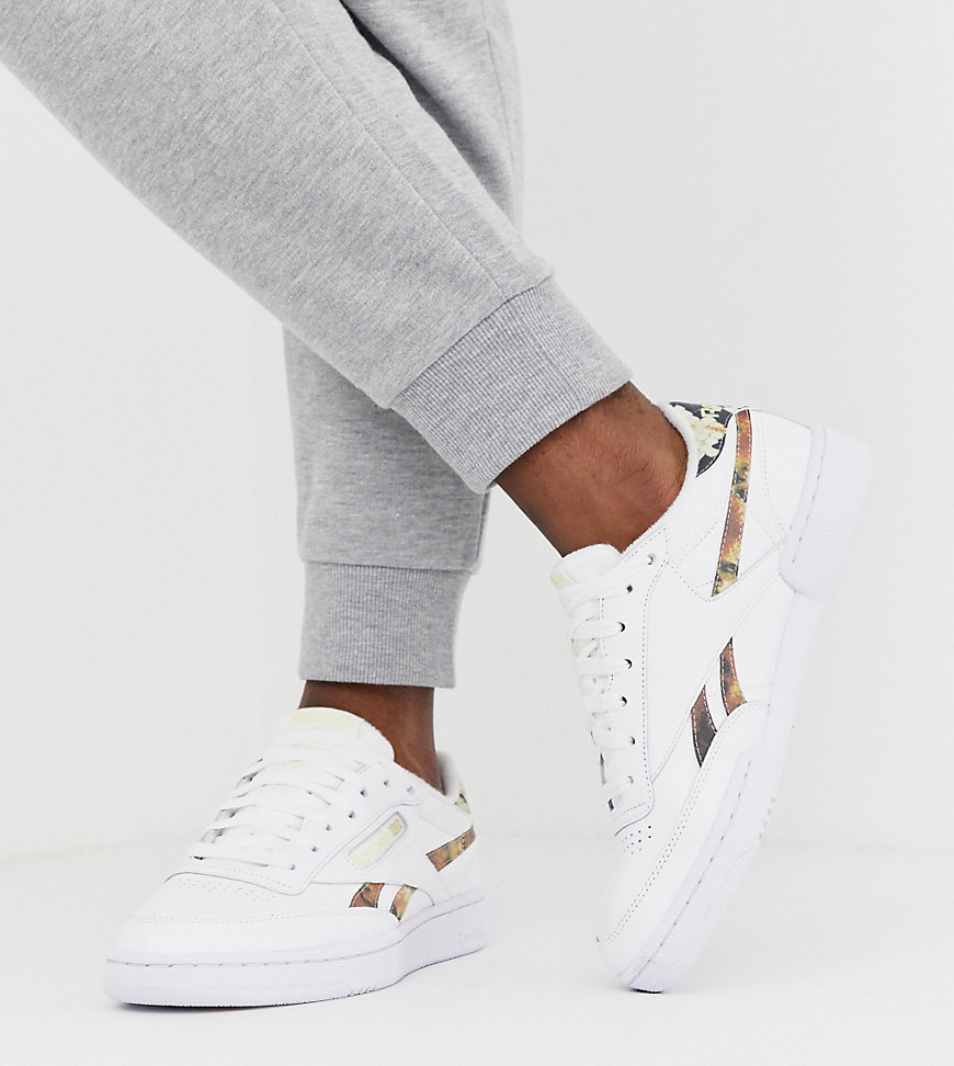 Reebok Club C snakeskin trainers in white exclusive to ASOS