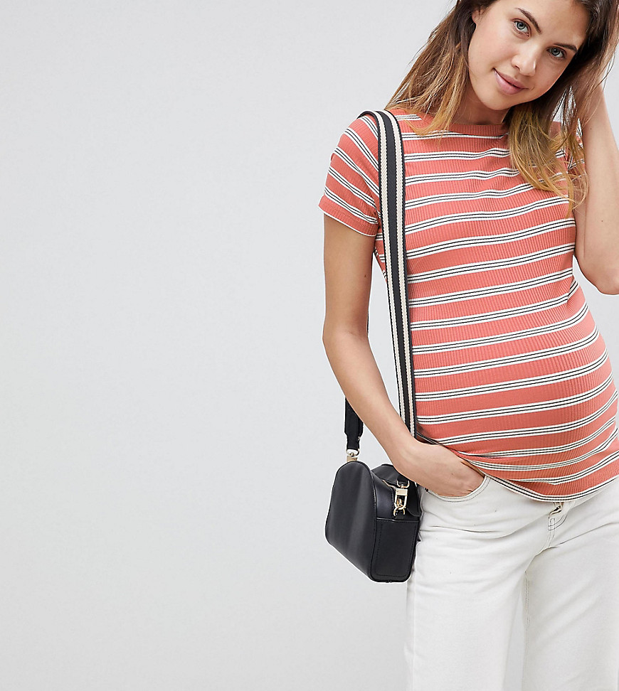 New Look Maternity Stripe Rib Top - Multi