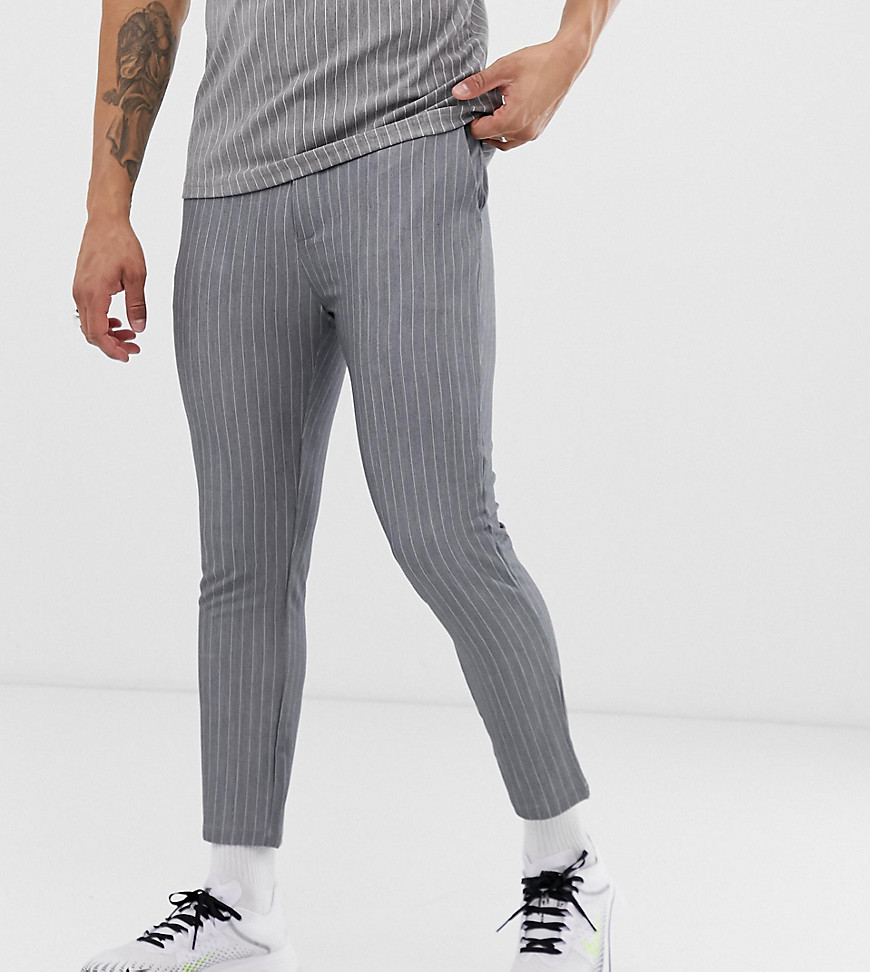 Mauvais cropped trousers in grey pinstripe