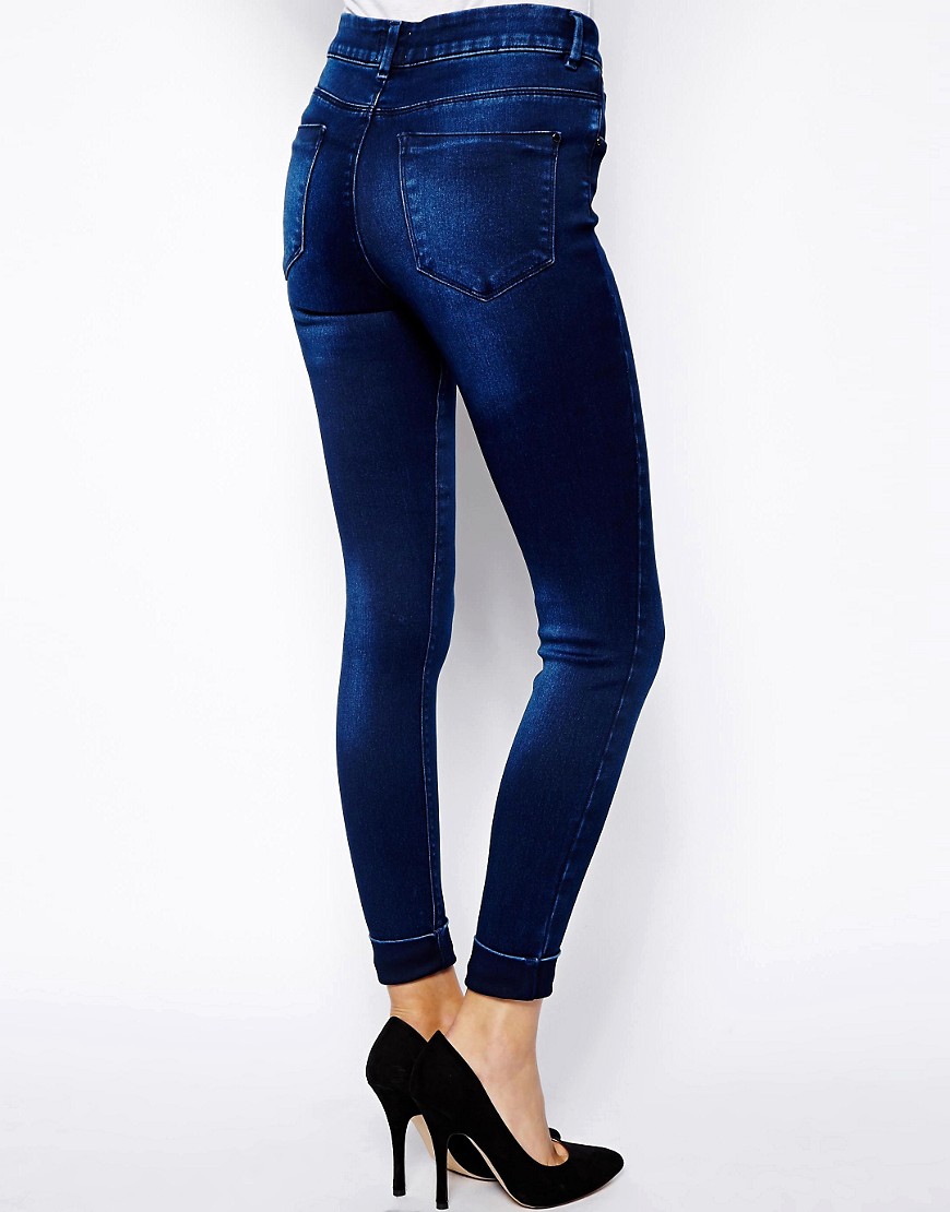 ASOS | ASOS Premium Mid Rise Skinny Ankle Grazer Jeans with Turn-Up in ...