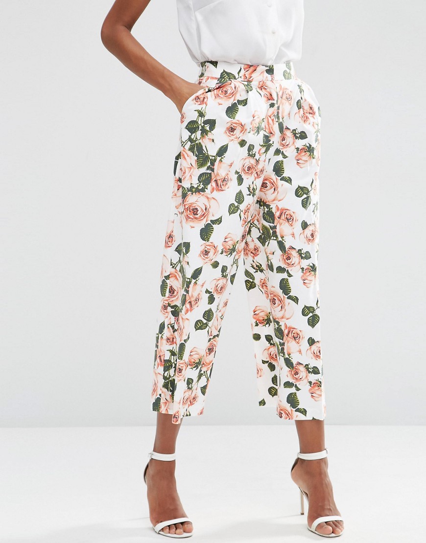 Image 4 of ASOS Wide Leg Floral Culottes Co-ord