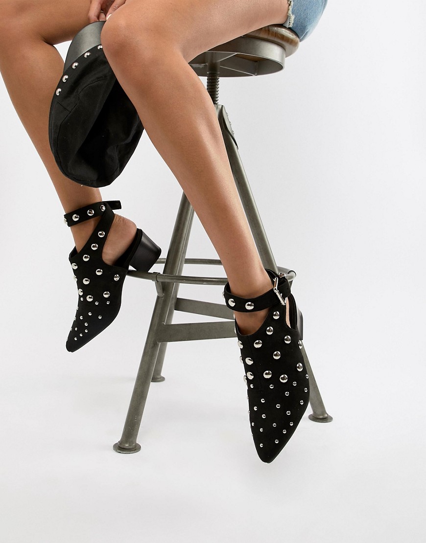 PrettyLittleThing Dome Studded Ankle Boots - Black
