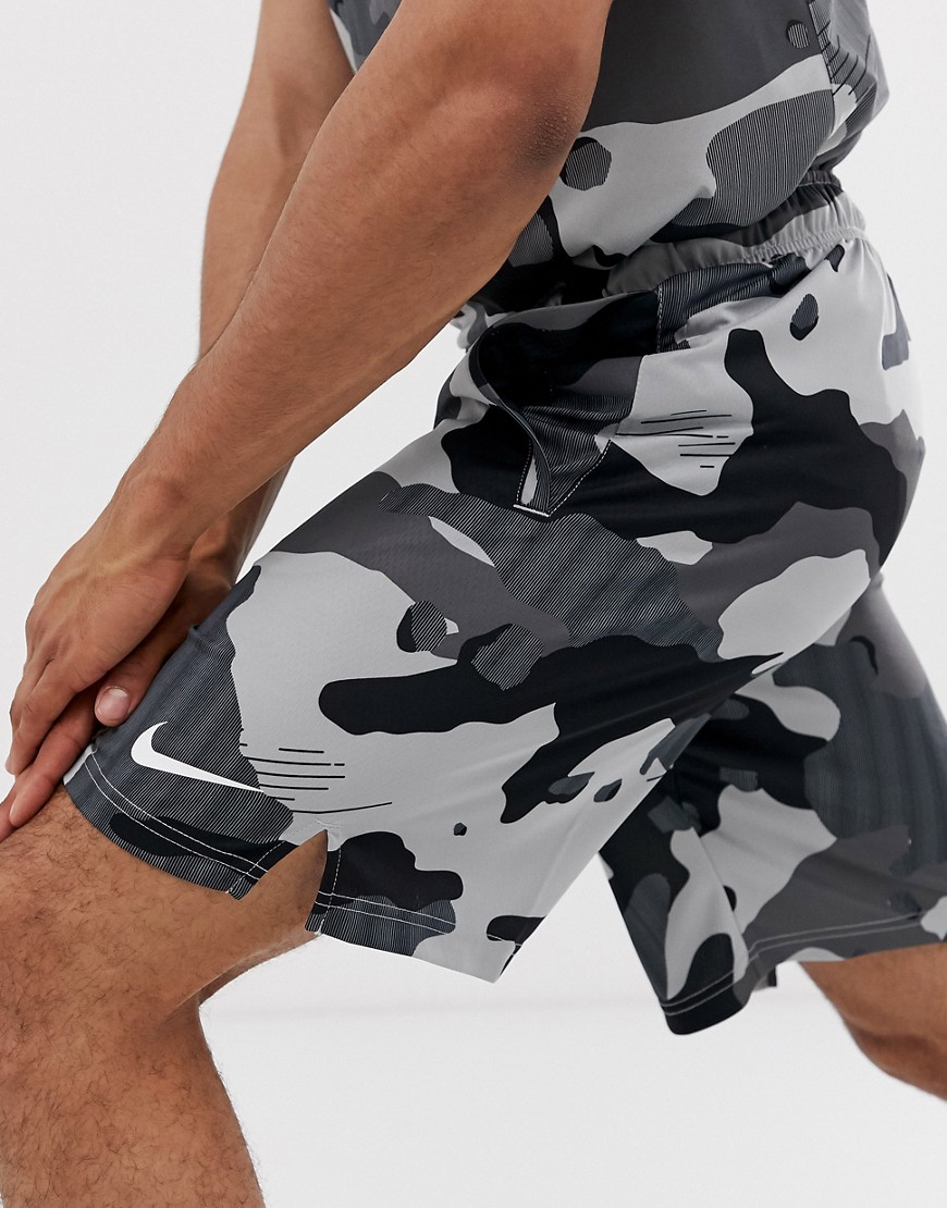 Nike Training camo shorts in grey