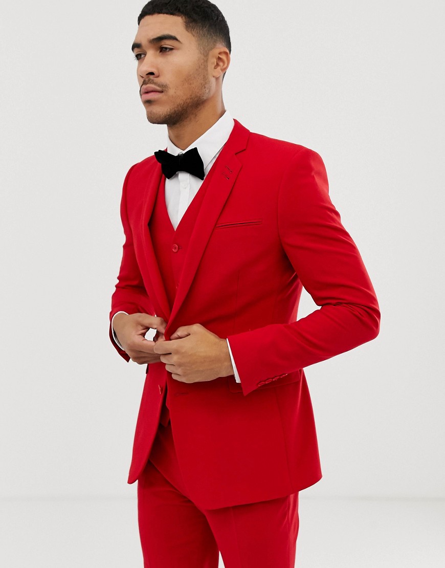 ASOS DESIGN super skinny suit jacket in red