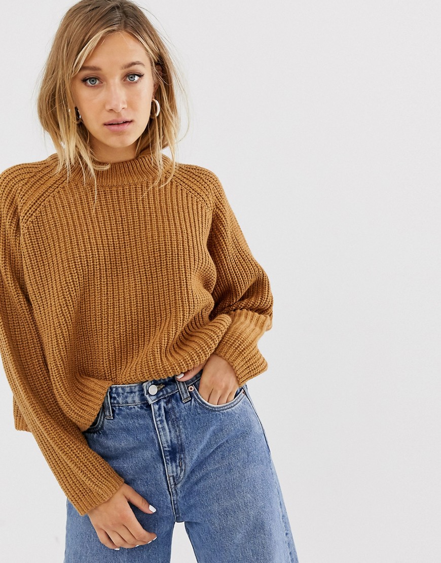 Weekday ribbed oversized jumper in brown