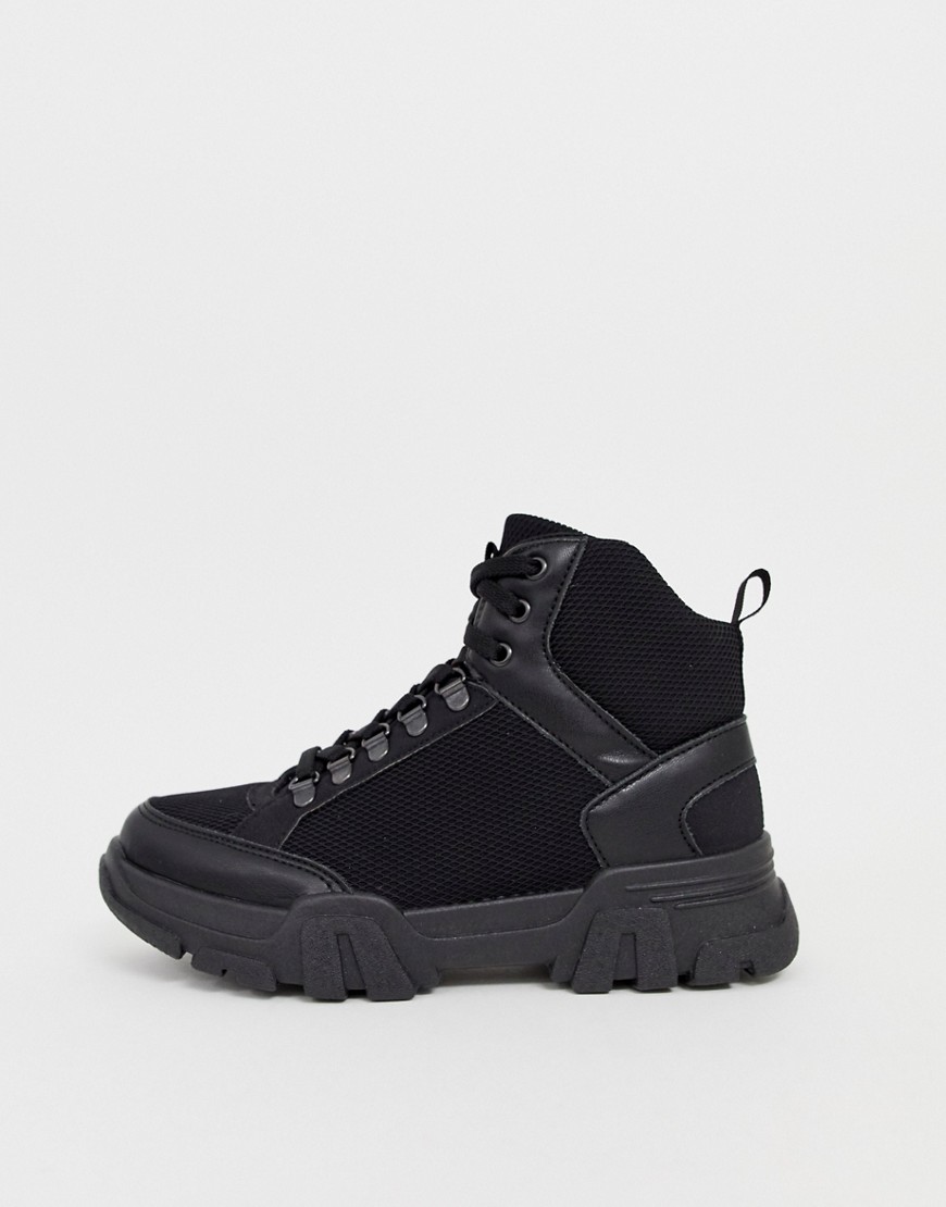 Asos Design Darkness Chunky Hiker Trainer Boots In Black