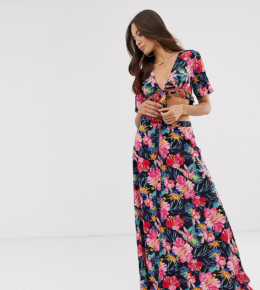 Boohoo exclusive maxi beach skirt in bright floral