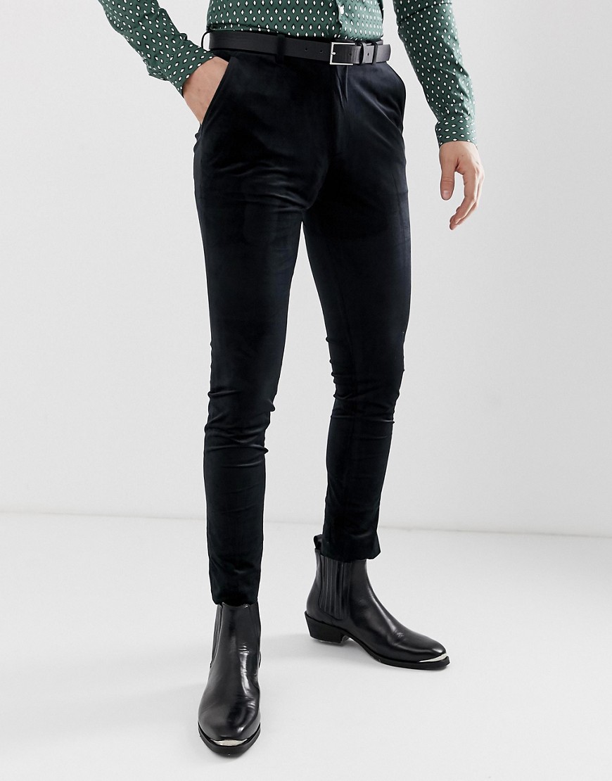ASOS DESIGN super skinny trousers in black velvet