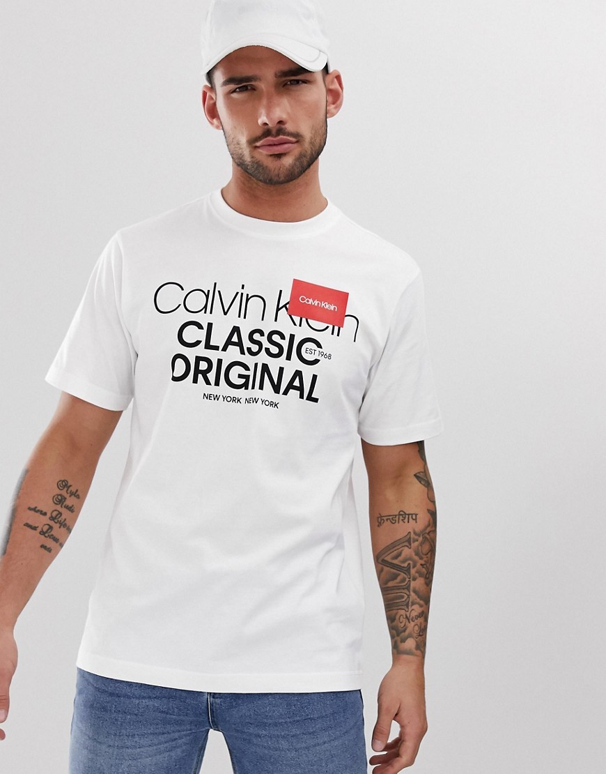Calvin Klein text logo t-shirt in white