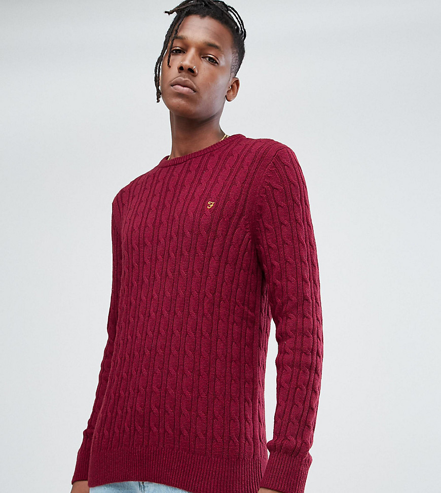 Farah Ludwig Cable Knit Jumper in Red - Summer pudding
