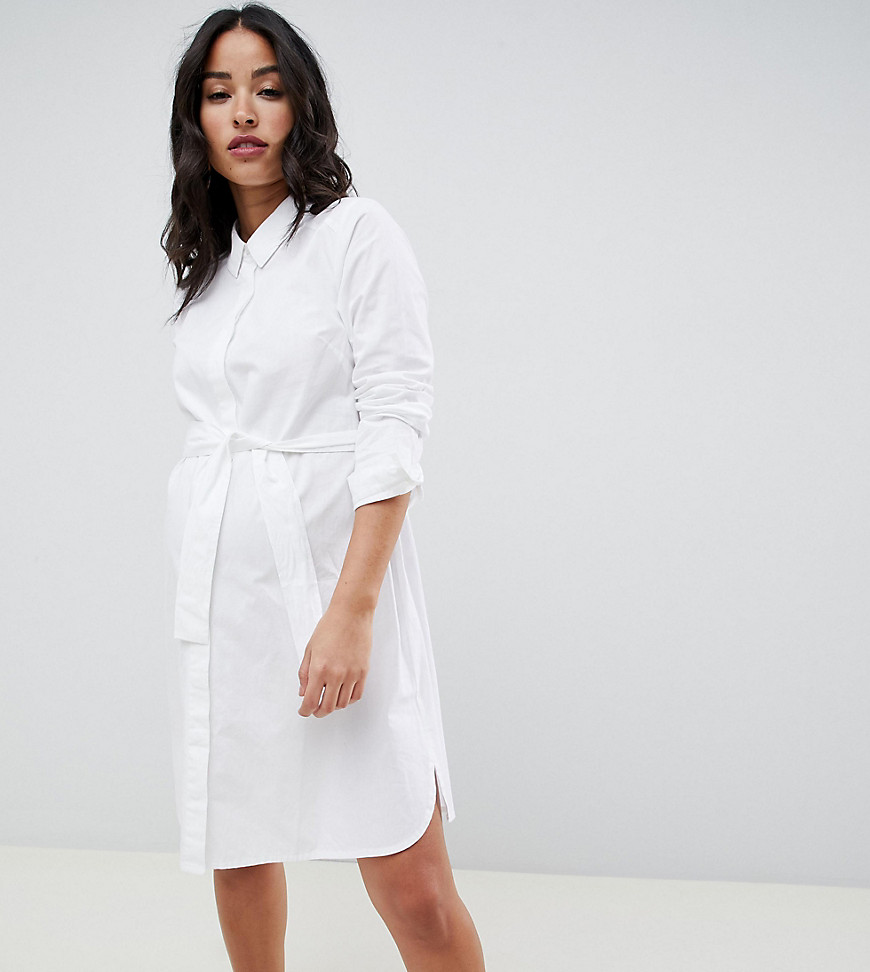 ASOS DESIGN Maternity cotton mini shirt dress with tie belt in white
