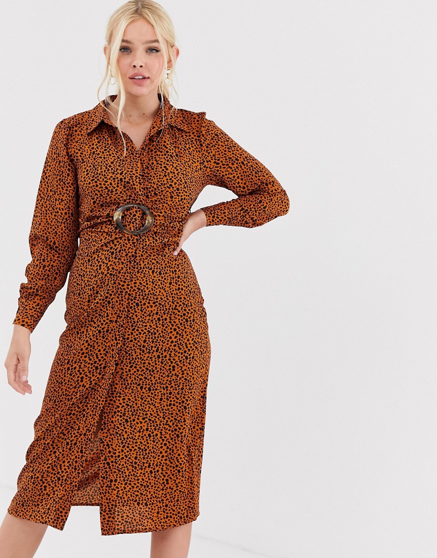 QED London shirt dress with buckle in abstract print