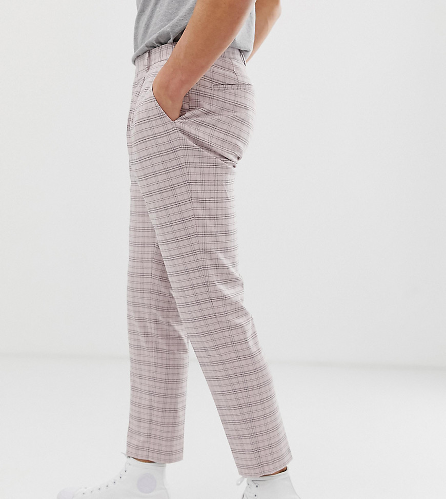 Noak skinny fit cropped trousers in check with pleats