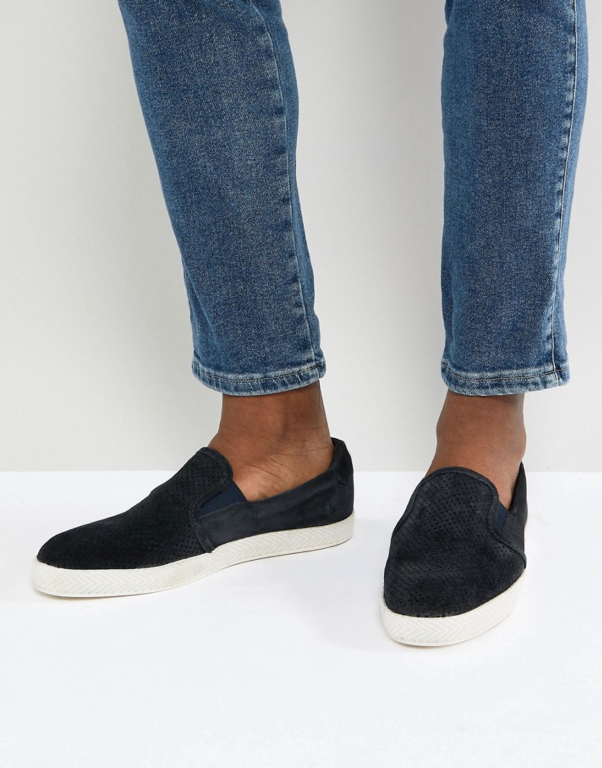 Base London Clipper Suede Espadrille Slip Ons In Navy