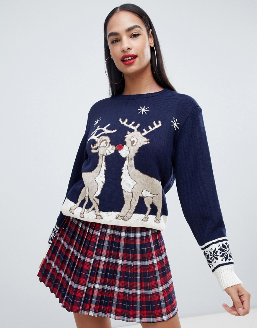 Club L christmas jumper with kissing rudoplh