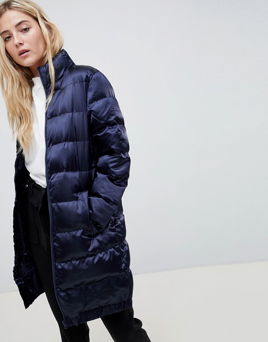 Blend She Longline Sateen Quilted Coat