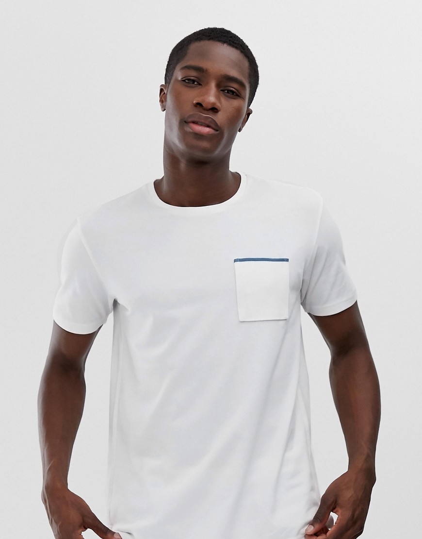 Celio t-shirt in pique with tipped pocket in white