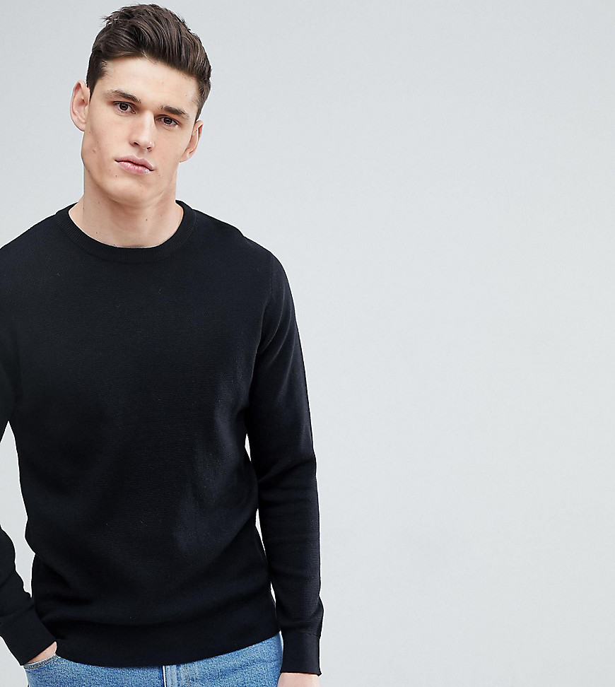 Selected Homme TALL Crew Neck Knit Jumper - Black