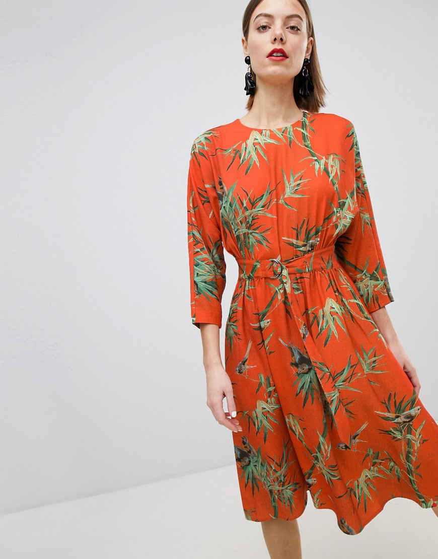 Warehouse Barbican Collection Tropical Printed Tea Dress - Multi
