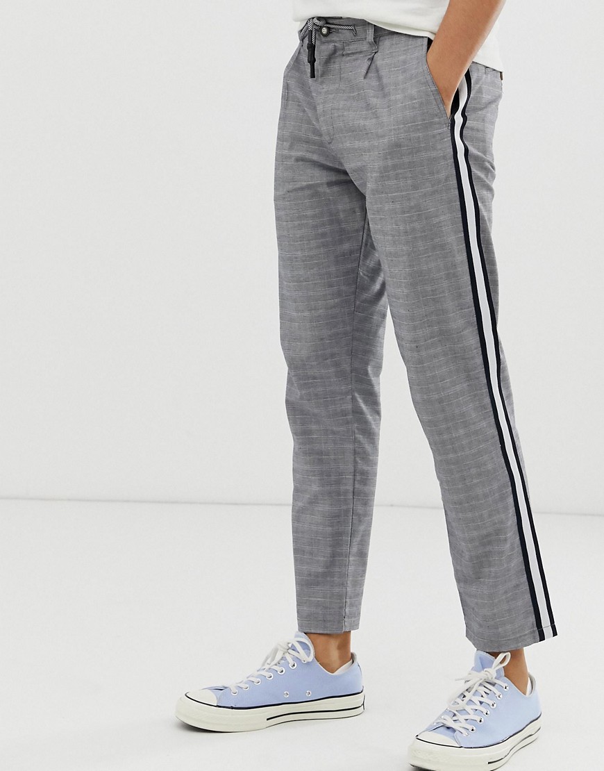 Jack & Jones check trousers with side stripe