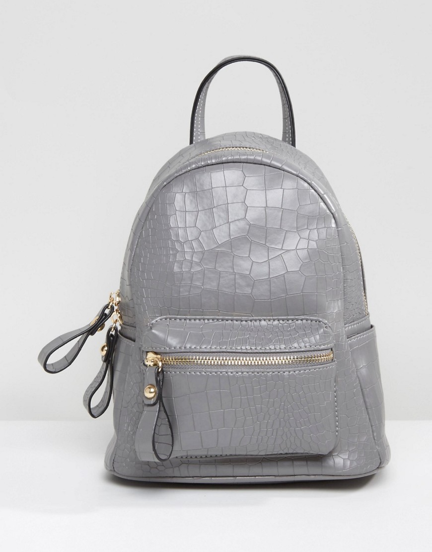 Qupid Mock Croc Mini Backpack - Grey