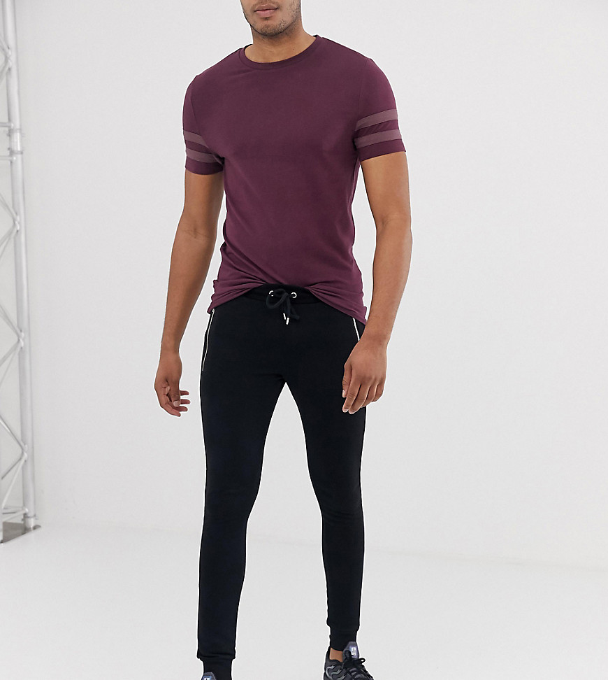 ASOS DESIGN Tall super skinny joggers with zips in black