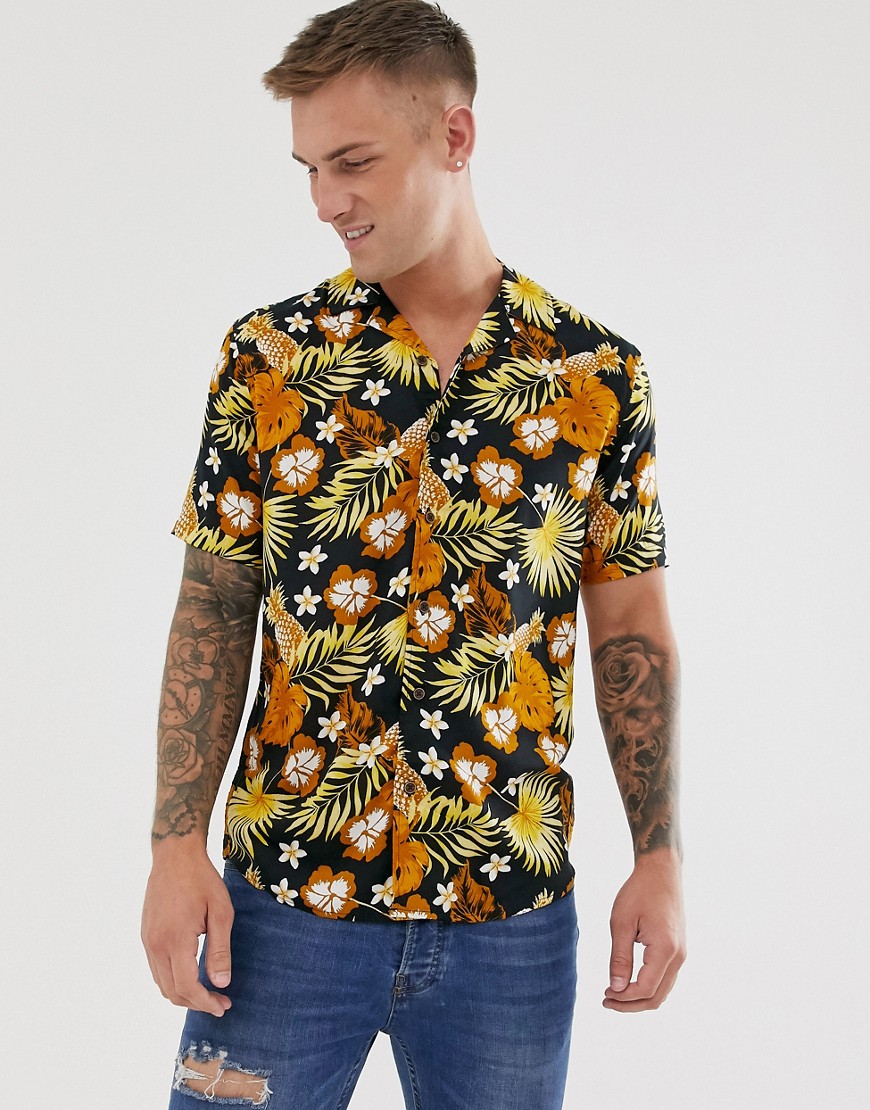 Only & Sons short sleeve revere collar shirt with floral print