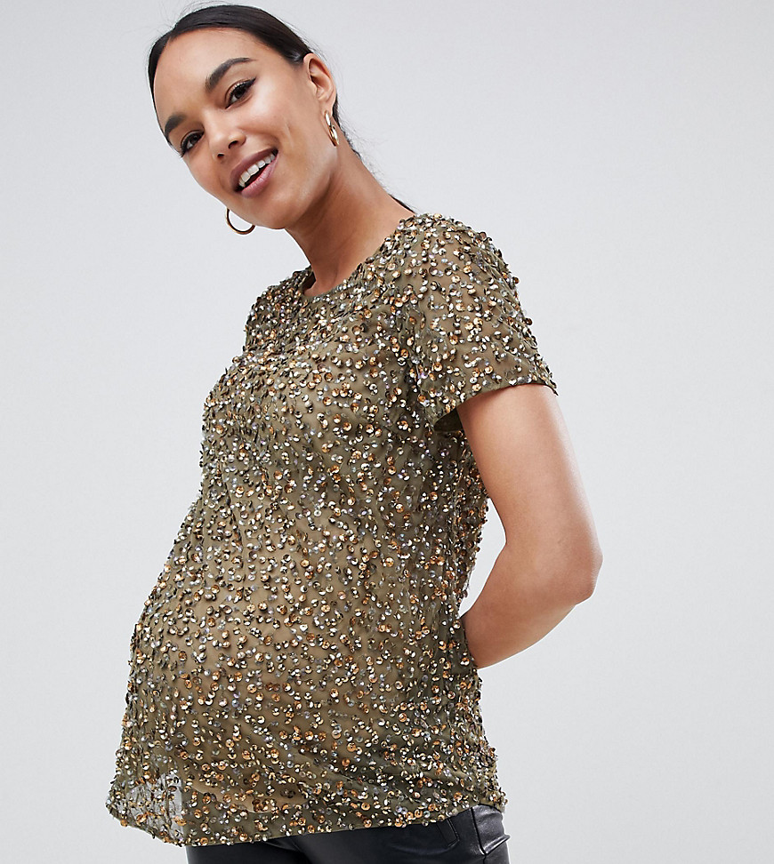 ASOS DESIGN Maternity t-shirt with sequin embellishment