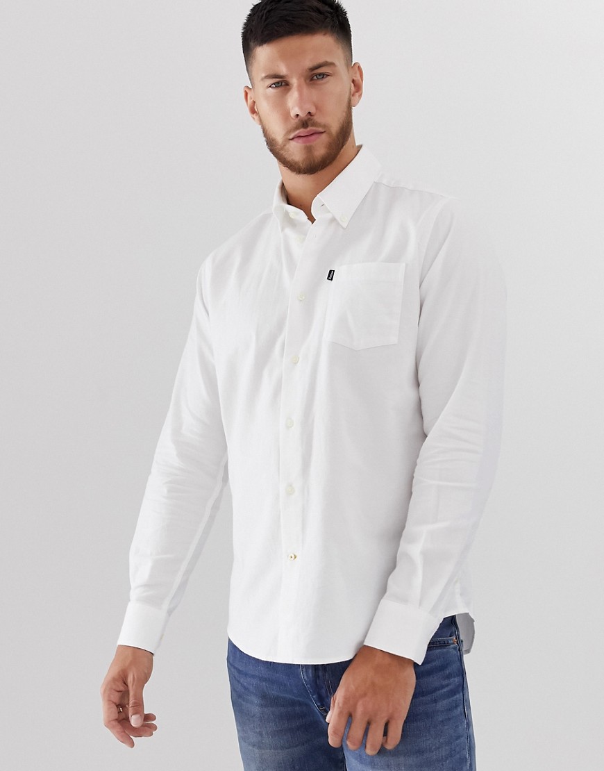 Barbour Stanley slim fit brushed cotton long sleeve shirt in white