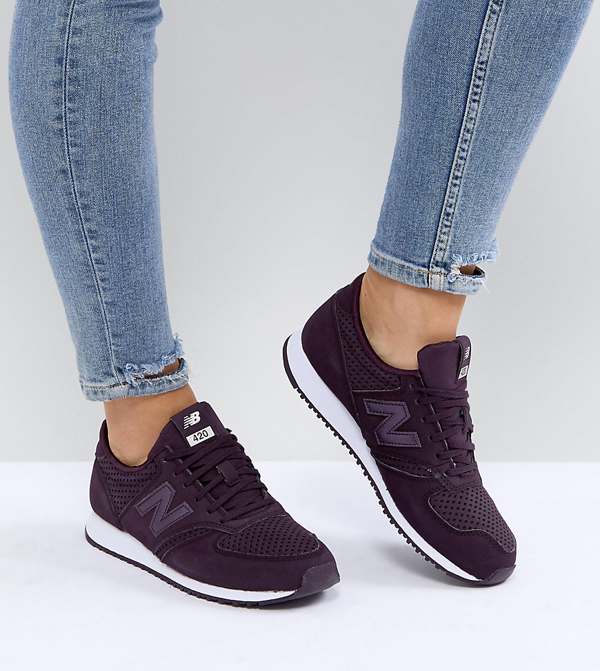 New Balance 420 Trainers In Burgundy Perforated Suede - Purple