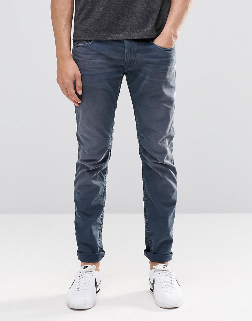 Replay Jeans Anbass Slim Fit Stretch Mid Blue Overdye Wash - Blue ...