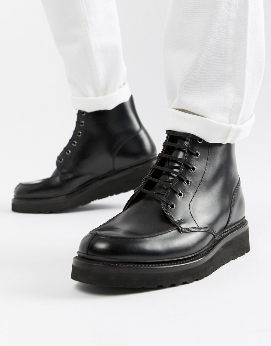 Grenson Buster lace up boots in black leather