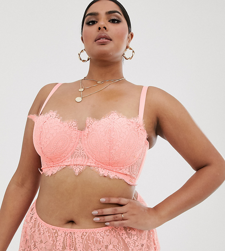 Figleaves Curve Adore longline lace multiway bra in apricot