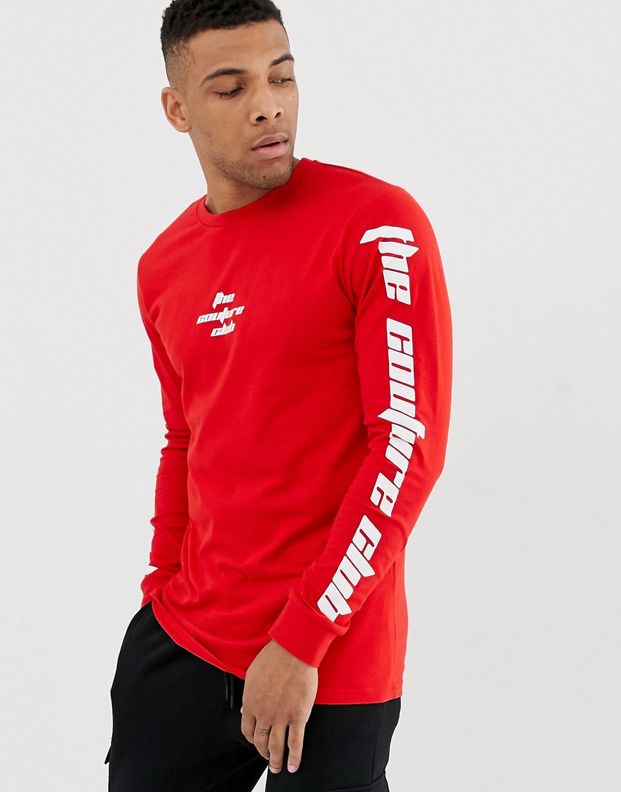 The Couture Club long sleeve top in red with logo