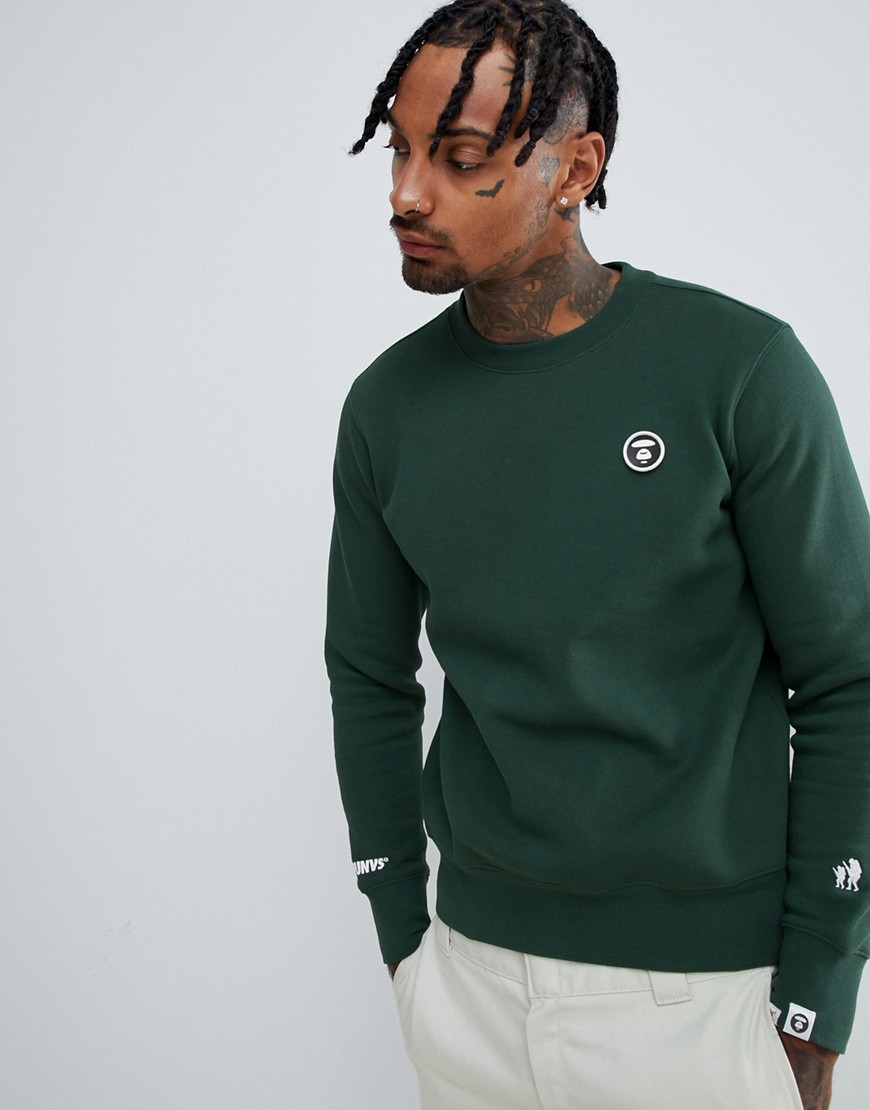 AAPE By A Bathing Ape Sweatshirt With Universe Back Print In Green