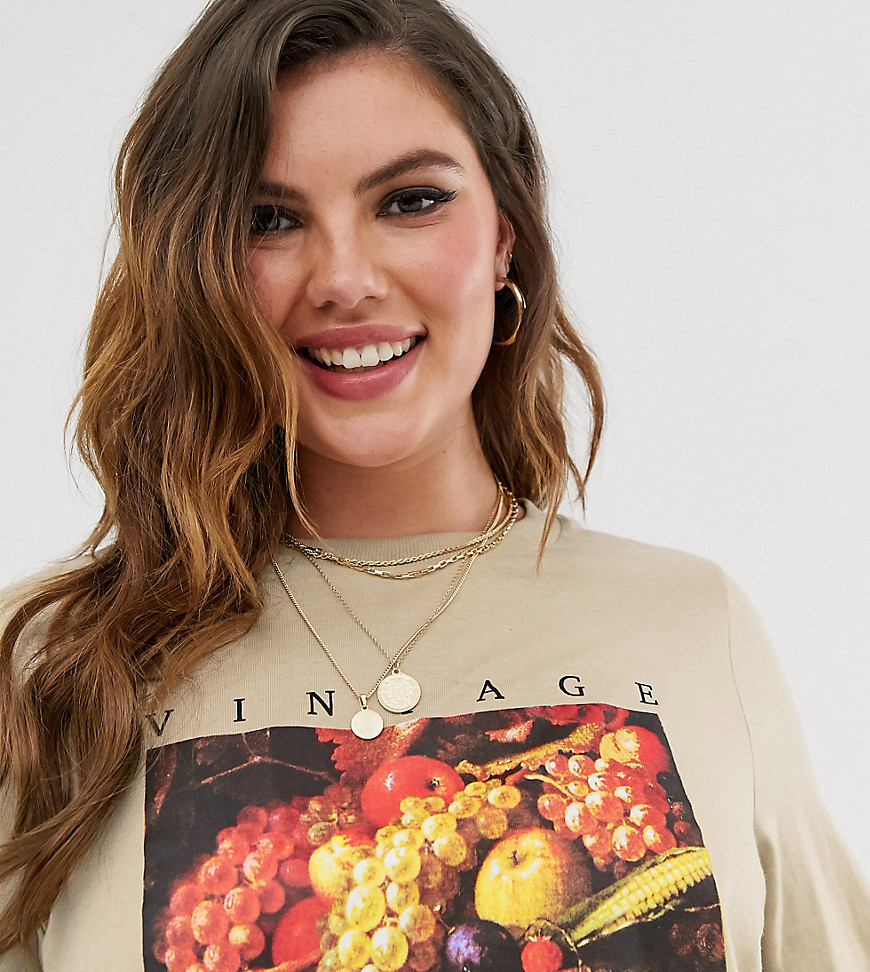 Daisy Street Plus relaxed t-shirt with vintage fruit print