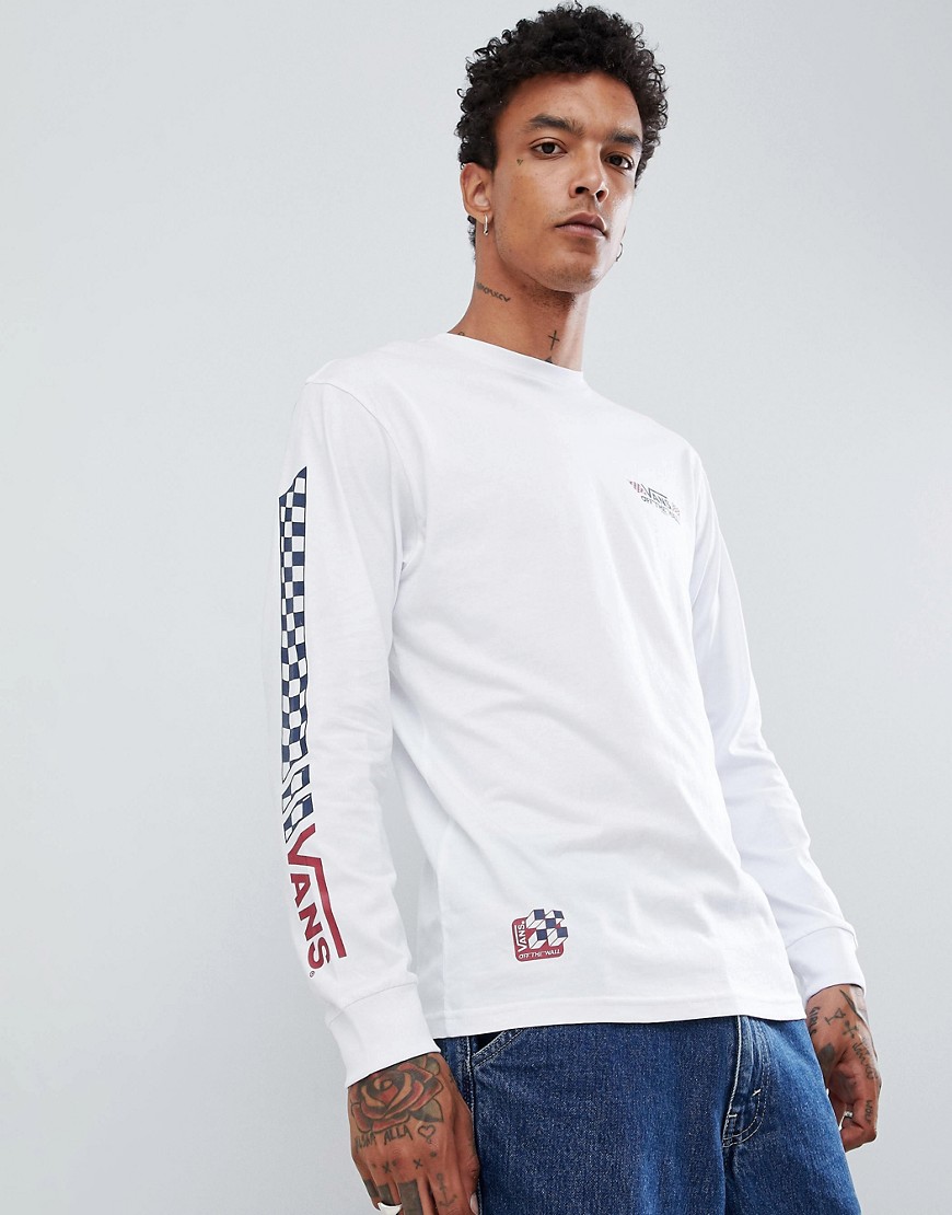 Vans long sleeve t-shirt with arm print in white VN0A3HQHWHT1