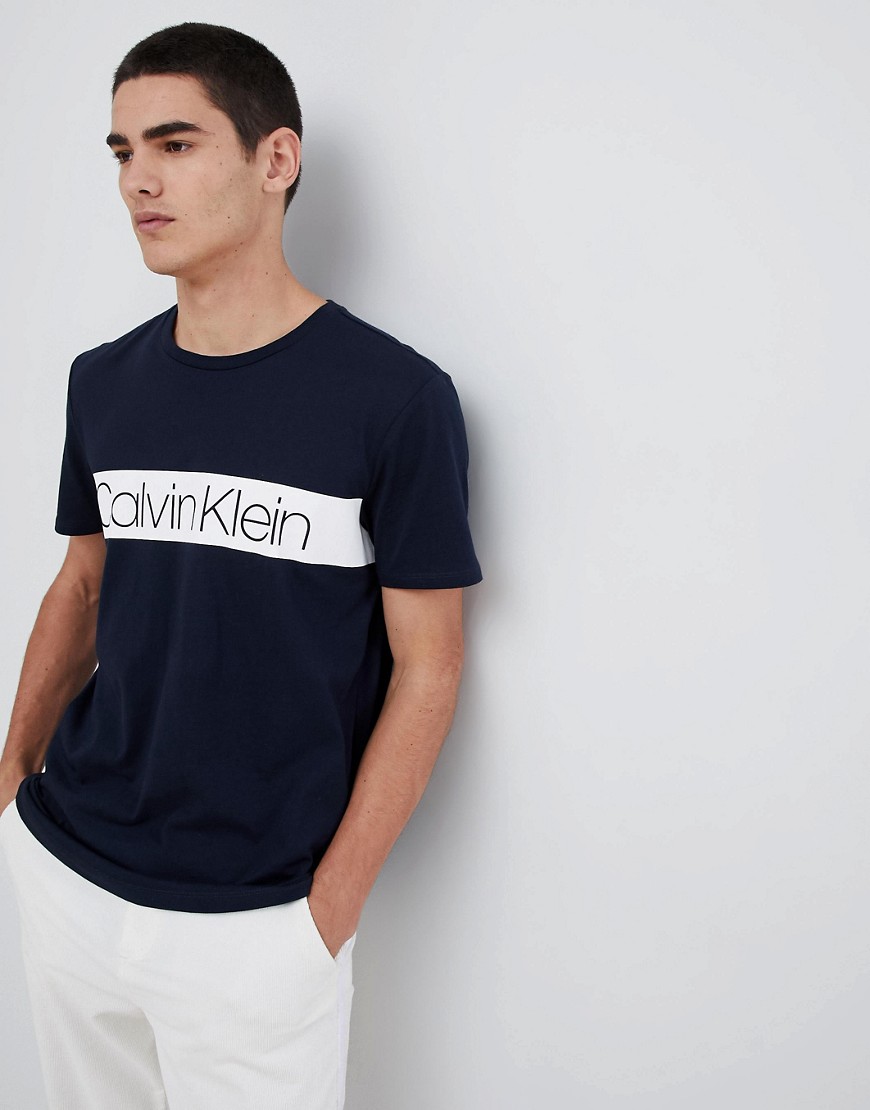 Calvin Klein Stripe Logo T-Shirt Navy - Sky captain