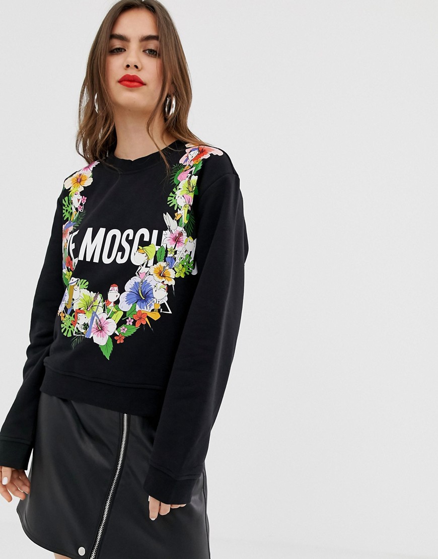 Love Moschino tropical floral print logo sweatshirt