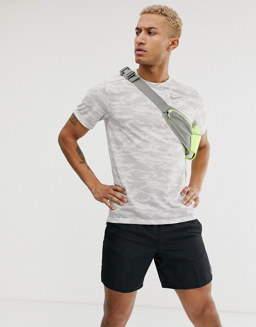 Nike Running Rise 365 t-shirt in white camo print