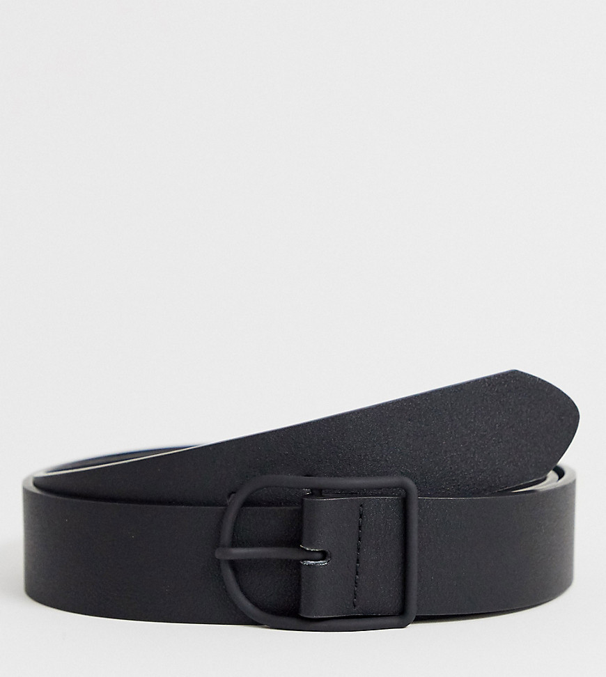 ASOS DESIGN Plus faux leather wide belt in black with matte black buckle